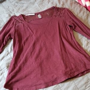 Maurices Burgundy Purple Long Sleeve Shirt, Large